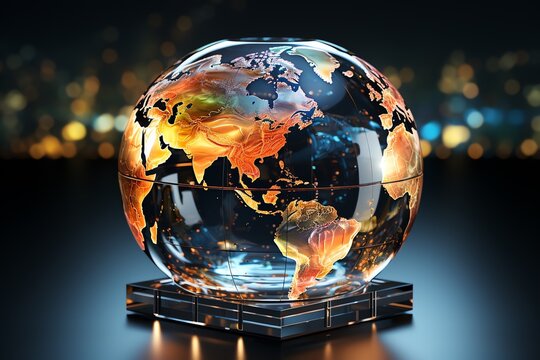 globe earth in 4 dimention in cube art picture