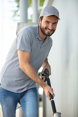 car washing cleaning car using high pressure water