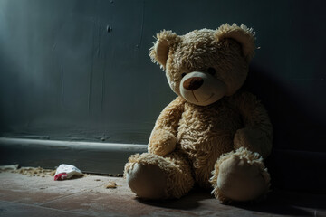 The Isolated Teddy Bear In A Dark Room: Symbol Of Loneliness And Fear