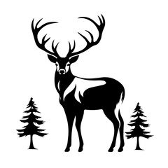 Graceful Reindeer in Winter Landscape Vector