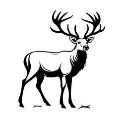 Graceful Reindeer in Winter Landscape Vector