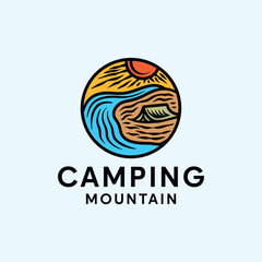 Mountain Camping Logo Symbol Design illustration vector Icon Emblem