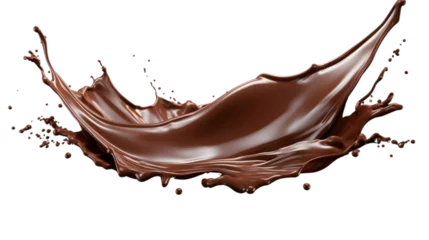 Foto op Canvas Spilled chocolate splash isolated on transparent white background © Kpow27