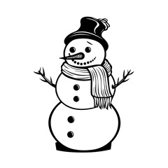 Friendly Snowman in Winter Wonderland Vector