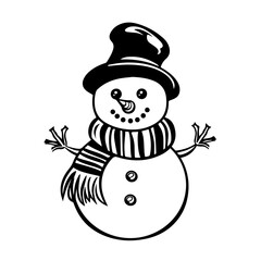 Friendly Snowman in Winter Wonderland Vector