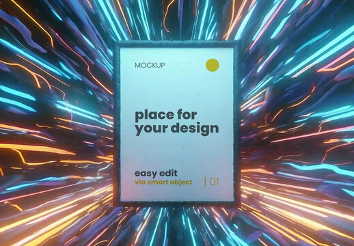 Neon Lights Frame Poster Mockup 11