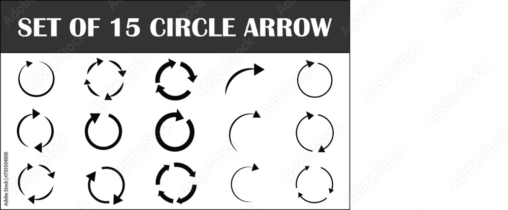 Poster set of 15 circle arrow icon set. circular arrow icon, refresh, reload arrow icon symbol sign, vector