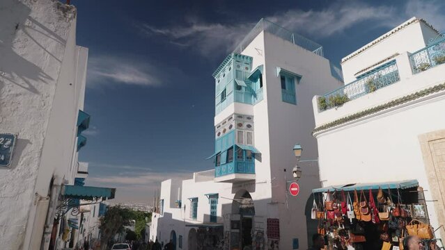 Walking on The Street of Sidi Bou Said, Tunisia - an Incredibly Charming Blue City Town