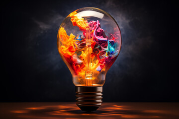 Light bulb with colorful fluid inside.