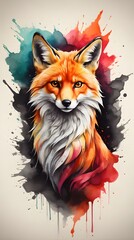 red fox with a banner