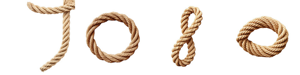 Twisted beige cotton rope corner Hyperrealistic Highly Detailed Isolated On Transparent Background Png File - obrazy, fototapety, plakaty