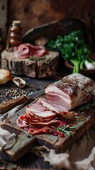 Ukrainian pork lard, bacon and ham