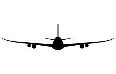 A black airplane icon illustration