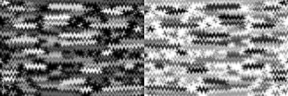 Poster set of monochrome black and white textures with horizontal zigzags. zigzag elegant pattern. illustra