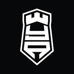 YA Letter Logo monogram hexagon shield shape up and down with crown castle isolated style design