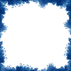 Watercolor blue frame for the image of the sea, waves, sky, clouds, fog, background, abstract seascapes with texture. Illustrations are isolated on a white background and created for design projects