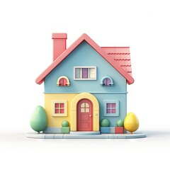 Fantasy house with a colorful color palette on a white background