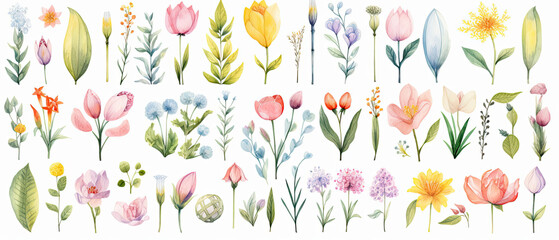 Vibrant Spring Watercolor Florals Collection