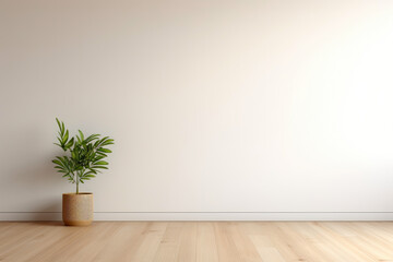 Minimalist Serenity: White Wall, Wooden Floor