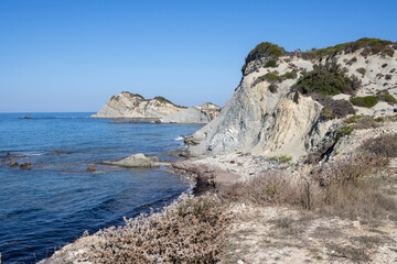 Fototapeta na wymiar Coast of island Erikousa, Greece