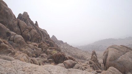 Rocky peaks in the smoke