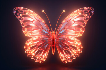 Neon Elegance: Peach Butterfly