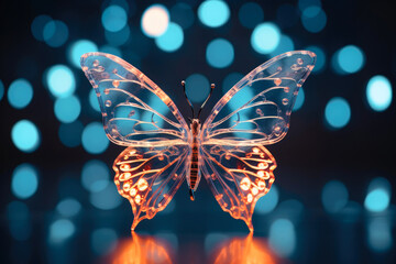 Minimalistic Radiance: Neon Butterfly
