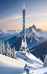 skiing in the mountains in Olympics France 2024 