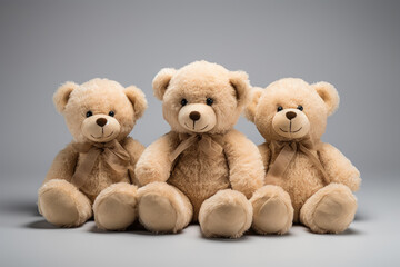 Whimsical White Delight: Three Minimalist Teddy Bears