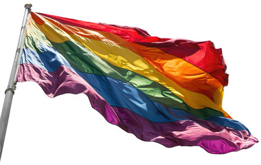 LGBTQ pride, Rainbow colors flag waving isolated on white transparent, PNG
