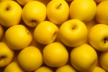 Vivid Aerial Vista: Top View of Luscious Yellow Apples