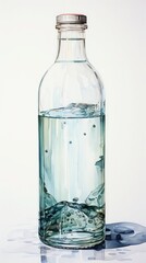 Artist's impression of a water bottle with reflection.