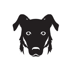 A black silhouette dog head set, Clipart on a white Background, Simple and Clean design, simplistic