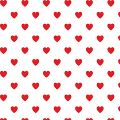 Small red hearts on white background seamless pattern for Valentine's Day