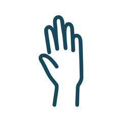 Hand graphic icon in linear style, outline image, used for web and mobile applications, blue color.
