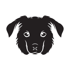 A black silhouette dog head set, Clipart on a white Background, Simple and Clean design, simplistic