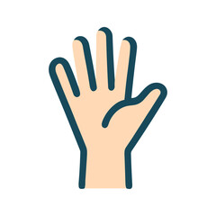Hand flat icon with contour lines, two-color, stylized image for web interfaces and mobile applications.