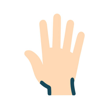 Graphic image of hand in minimalistic style, vector illustration in flat design.