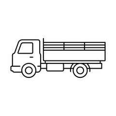 Truck icon. Black contour linear silhouette. Editable strokes. Side view. Vector simple flat graphic illustration. Isolated object on a white background. Isolate.