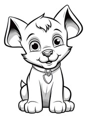 Fototapeta na wymiar Coloring pages for kids, happy baby dog, cartoon style