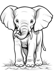 Fototapeta premium Coloring pages for kids, elephant, cartoon style