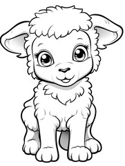 Fototapeta premium Coloring pages for kids, little sheep, cartoon style