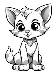 Obraz premium Coloring pages for kids, little kitten, cartoon style
