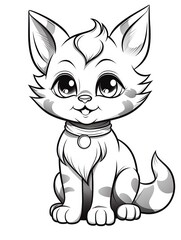 Fototapeta premium Coloring pages for kids, little kitten, cartoon style