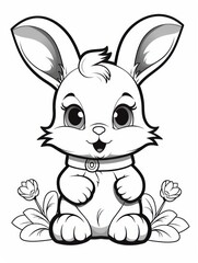 Obraz premium Coloring pages for kids, little bunny, cartoon style