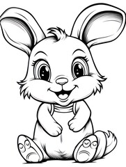 Coloring pages for kids, little bunny, cartoon style