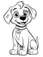 Fototapeta premium Coloring pages for kids, happy baby dog, cartoon style