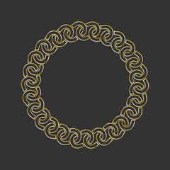 Golden Vintage frame. Chain, decorative ornament. Jewelry border. Vector on black background	
