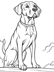 Coloring pages for kids, happy dog, cartoon style