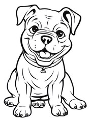 Fototapeta premium Coloring pages for kids, happy baby dog, cartoon style